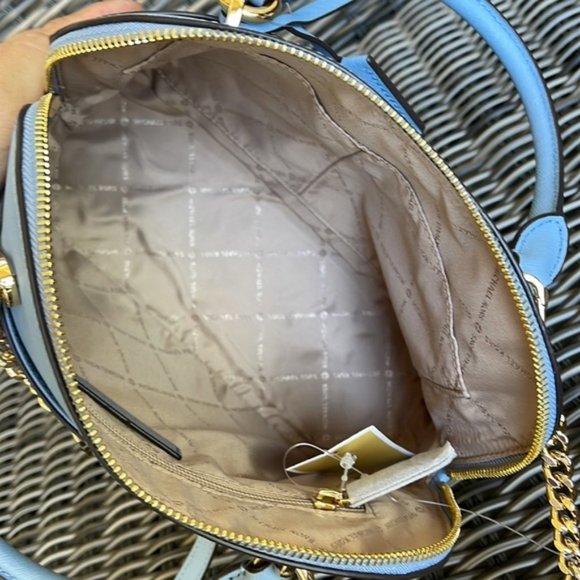 Michael Kors Jet Set Travel Medium Dome Satchel Crossbody Leather Chambray - Picture 15 of 16